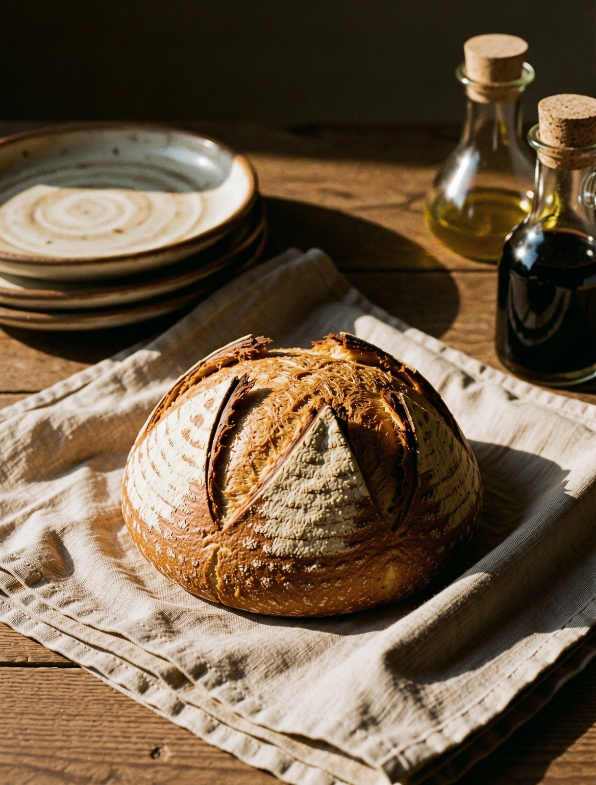 Rustic Mediterranean ingredients on a wooden table