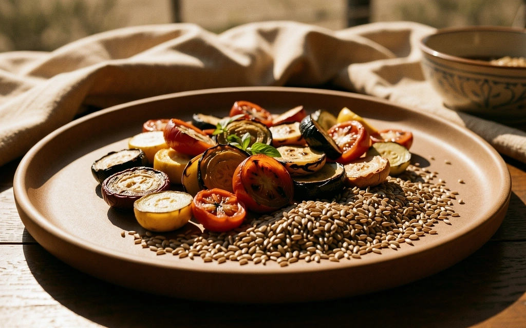 Ancient grains and roasted vegetables